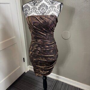 jay ahr strapless metallic bronze mini dress bodycon cocktail party